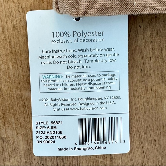 NWT | Hudson Baby Tan & White Hooded Fleece Reindeer Jumpsuit | 6-9 months - Picture 3 of 3